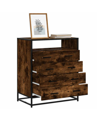Commode chêne fumé 70x41x83,5 cm bois d'ingénierie | Mobilier & Déco