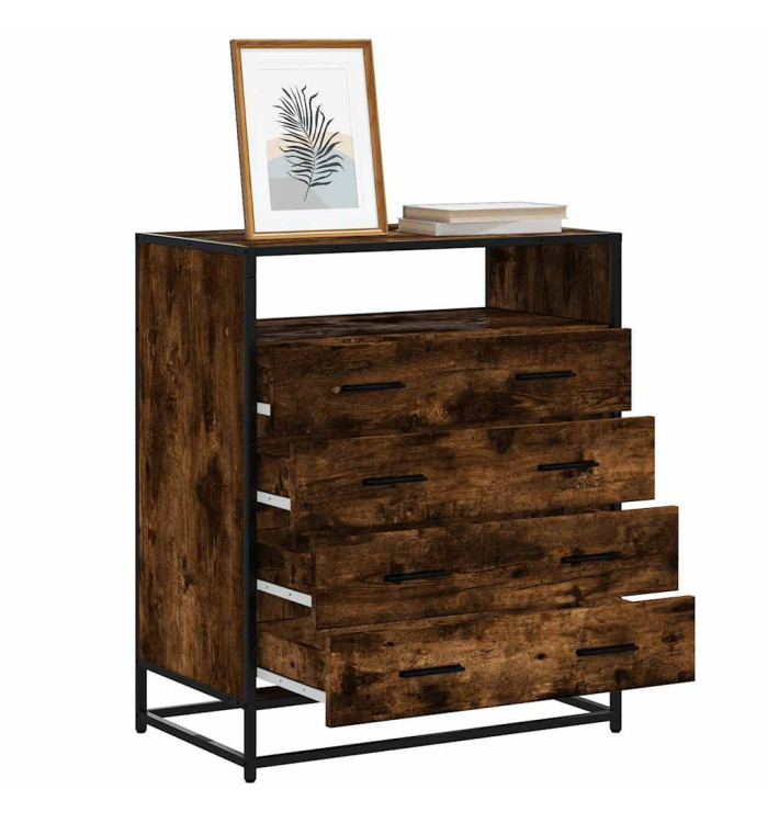 Commode chêne fumé 70x41x83,5 cm bois d'ingénierie | Mobilier & Déco