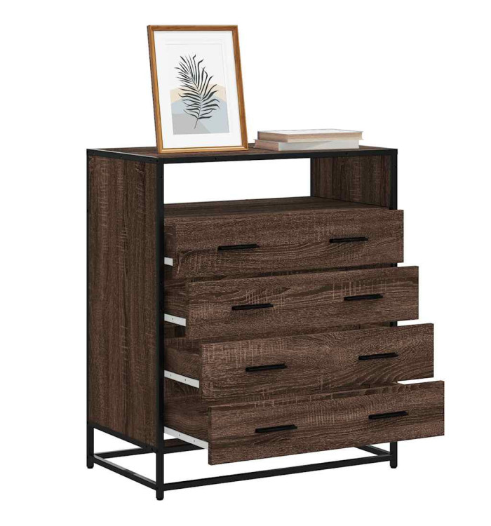 Commode chêne marron 70x41x83,5 cm bois d'ingénierie | Mobilier & Déco