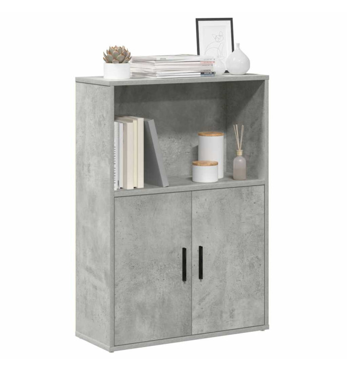 Bibliothèque gris béton 60x24x85 cm bois d'ingénierie | Mobilier & Déco