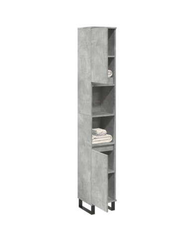 Armoire de salle de bain gris béton 30x30x190 cm | Mobilier & Déco