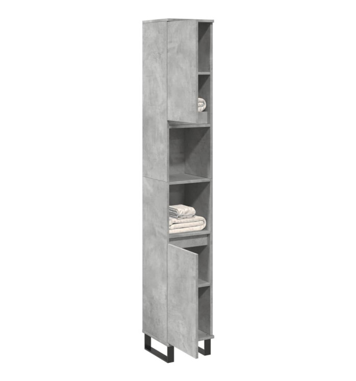 Armoire de salle de bain gris béton 30x30x190 cm | Mobilier & Déco