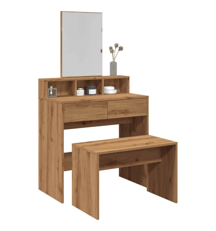 Tabouret de toilette chêne artisanal 70x35x45cm bois ingénierie | Mobilier & Déco