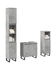 Ensemble de meubles de salle de bain 3 pcs gris béton | Mobilier & Déco