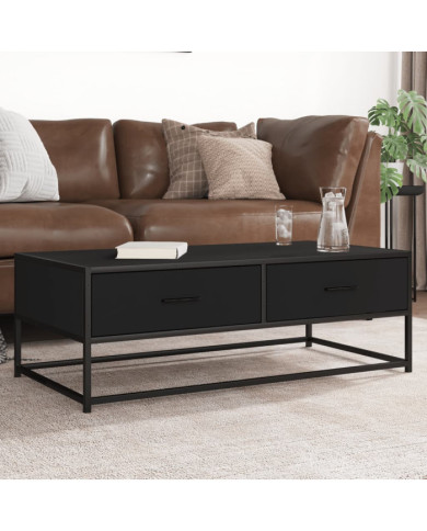 Table basse noir 100x50x35 cm bois d'ingénierie et métal | Mobilier & Déco