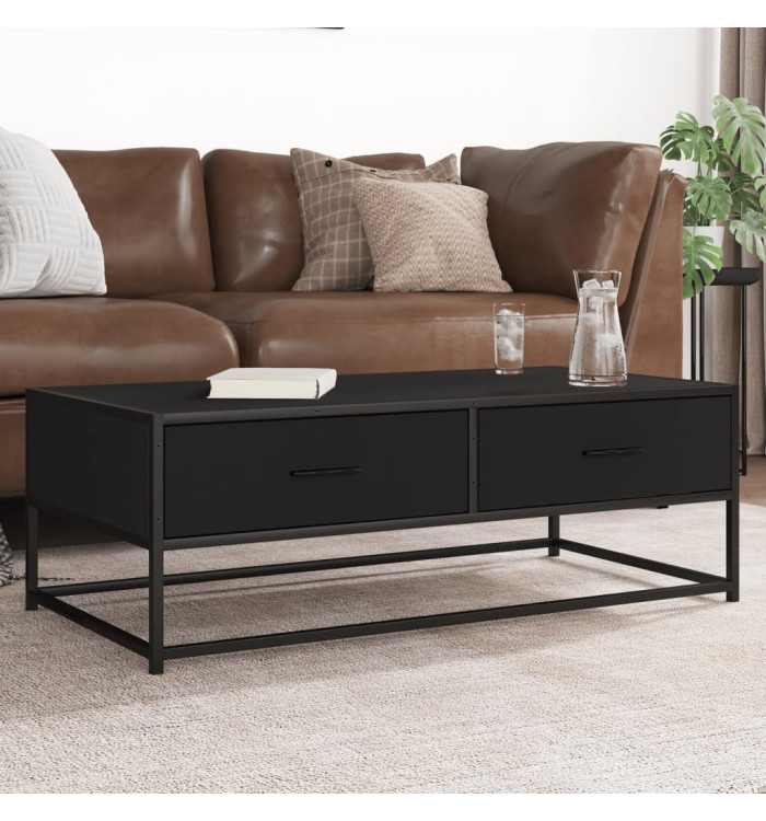 Table basse noir 100x50x35 cm bois d'ingénierie et métal | Mobilier & Déco