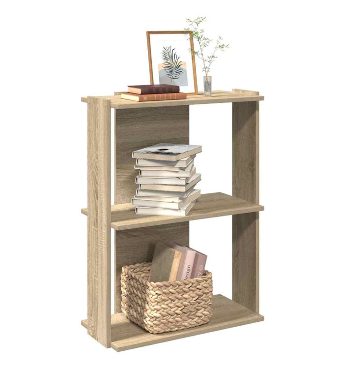 Bibliothèque à 3 niveaux chêne sonoma 60x30x80 cm | Mobilier & Déco