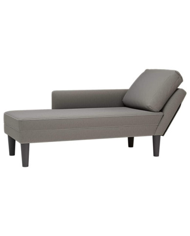 Chaise longue avec coussin gris clair tissu en velours côtelé | Mobilier & Déco