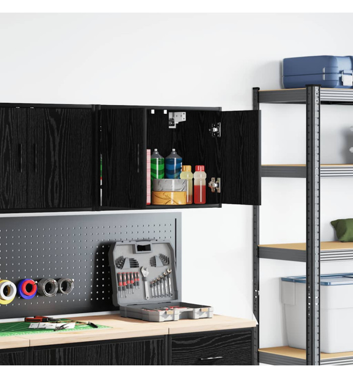Armoire murale de garage noir bois d'ingénierie | Mobilier & Déco