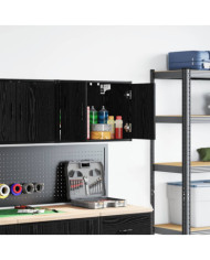 Armoire murale de garage noir bois d'ingénierie | Mobilier & Déco