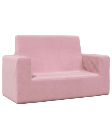 Canapé pour enfants à 2 places Rose Peluche douce | Mobilier & Déco