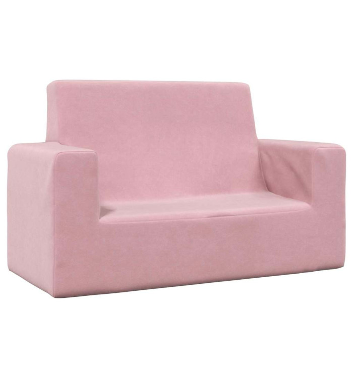 Canapé pour enfants à 2 places Rose Peluche douce | Mobilier & Déco