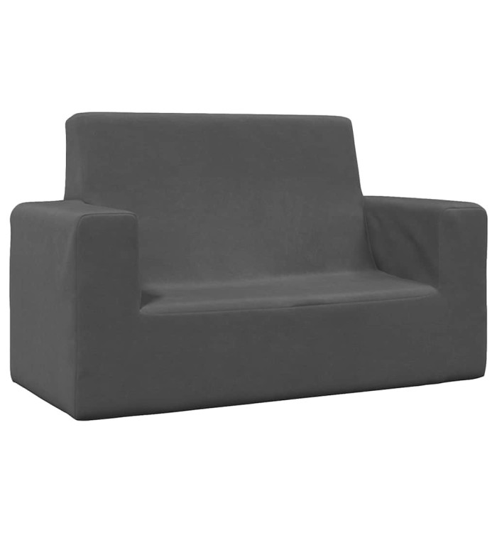 Canapé pour enfants à 2 places Anthracite Peluche douce | Mobilier & Déco