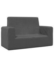 Canapé pour enfants à 2 places Anthracite Peluche douce | Mobilier & Déco