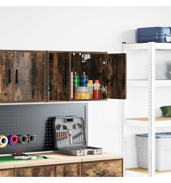 Armoire murale de garage chêne fumé bois d'ingénierie | Mobilier & Déco