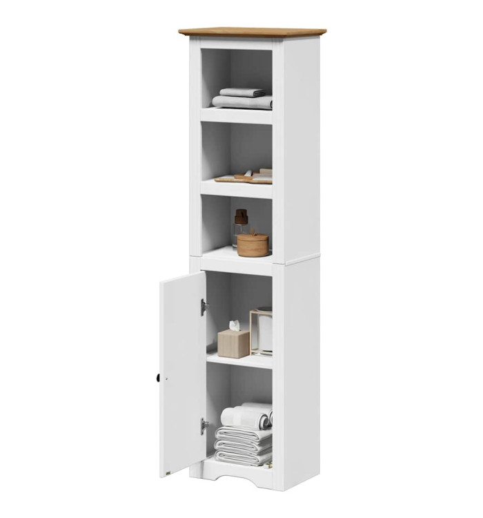 Armoire de salle de bain BODO blanc et marron 44x30x160 cm | Mobilier & Déco