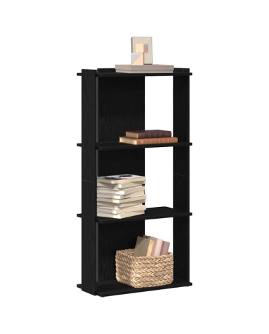 Bibliothèque à 3 niveaux noir 60x30x120 cm bois d'ingénierie | Mobilier & Déco