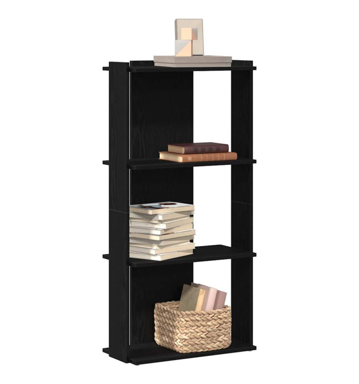 Bibliothèque à 3 niveaux noir 60x30x120 cm bois d'ingénierie | Mobilier & Déco