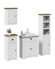 Meubles de salle de bain 4 pcs BODO blanc bois de pin massif | Mobilier & Déco
