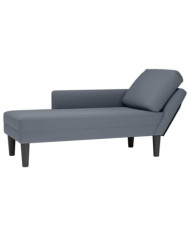 Fauteuil long et coussin et accoudoir droit gris foncé velours | Mobilier & Déco