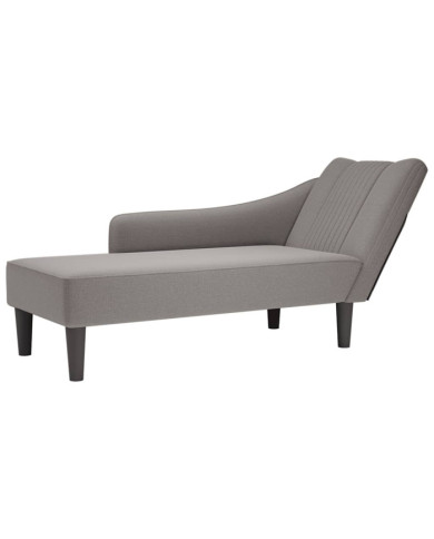 Fauteuil long avec accoudoir droit taupe tissu | Mobilier & Déco