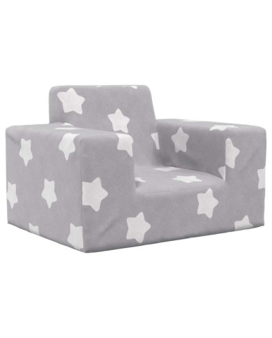 Canapé pour enfants Gris clair avec étoiles Peluche douce | Mobilier & Déco