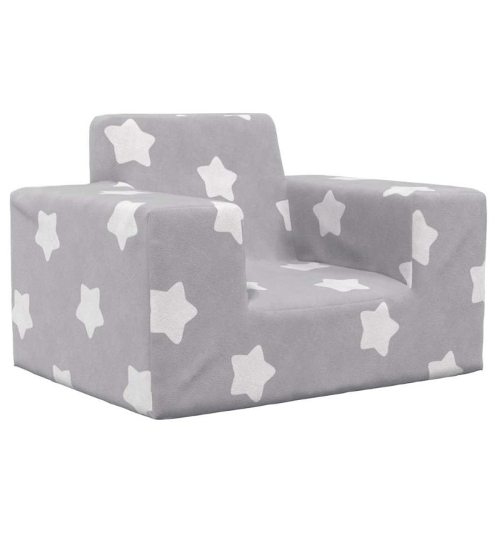 Canapé pour enfants Gris clair avec étoiles Peluche douce | Mobilier & Déco