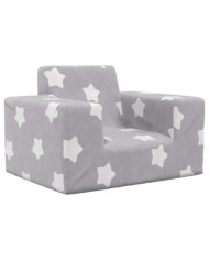 Canapé pour enfants Gris clair avec étoiles Peluche douce | Mobilier & Déco