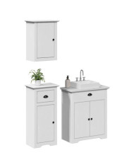 Meubles de salle de bain 3 pcs BODO blanc bois de pin massif | Mobilier & Déco