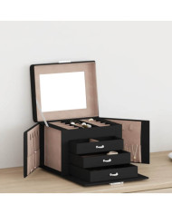 Boîte à bijoux 4 niveaux miroir verrouillable noir | Mobilier & Déco