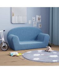 Canapé pour enfants 2 places bleu peluche douce | Mobilier & Déco
