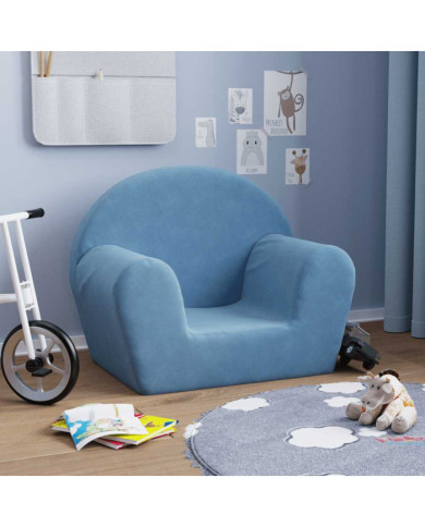 Canapé pour enfants bleu peluche douce | Mobilier & Déco