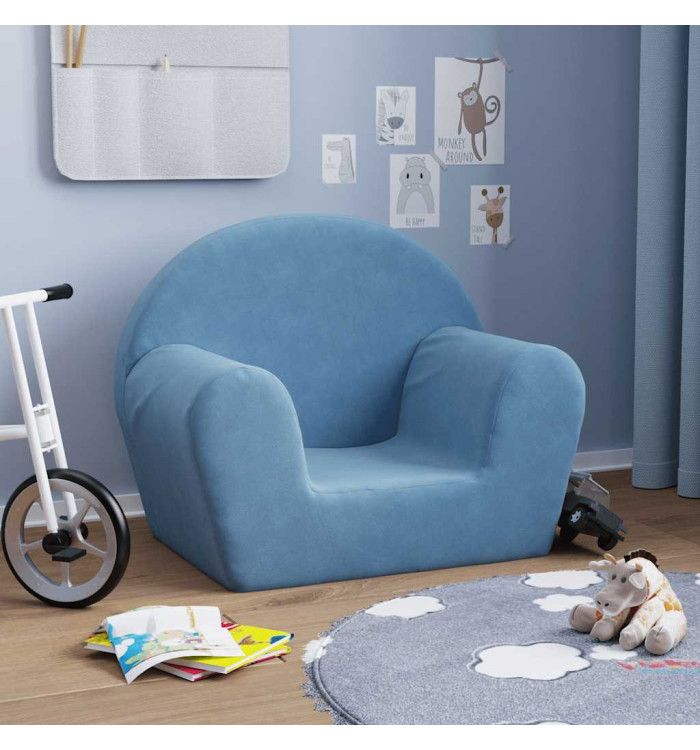 Canapé pour enfants bleu peluche douce | Mobilier & Déco