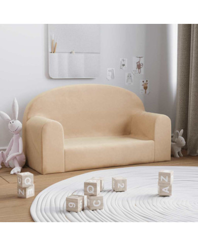 Canapé pour enfants 2 places crème peluche douce | Mobilier & Déco