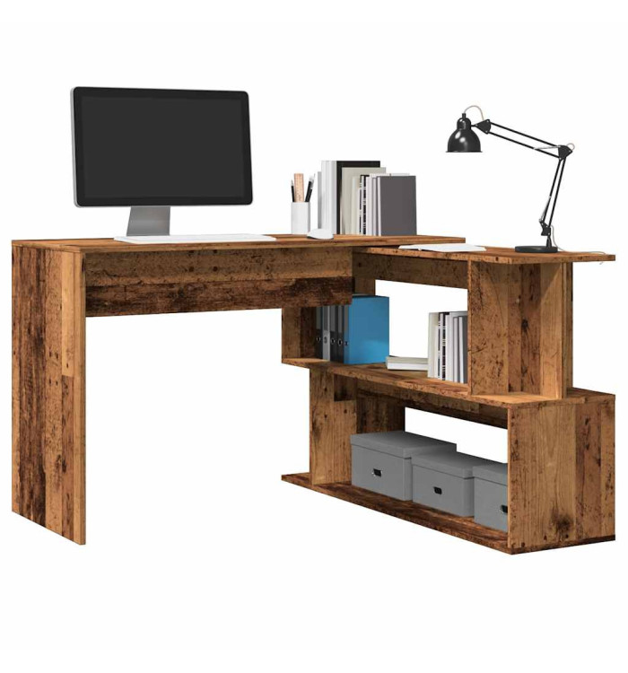 Bureau d'angle vieux bois 200,5x50x76 cm bois d'ingénierie | Mobilier & Déco