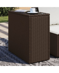 Table d'appoint de jardin avec dessus en verre marron rotin | Mobilier & Déco