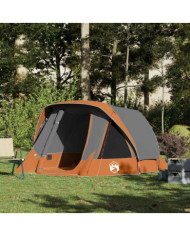 Tente de camping de cabine 4 personnes gris orange imperméable | Mobilier & Déco
