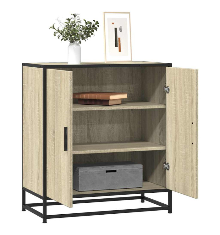 Buffet chêne sonoma 68x35x76 cm bois d'ingénierie et métal | Mobilier & Déco