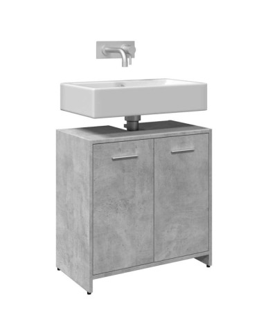 Armoire lavabo de salle de bain gris béton 60x33x60 cm | Mobilier & Déco