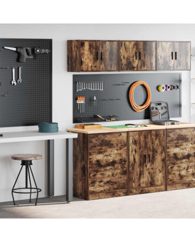 Armoires de garage 2 pcs chêne fumé bois d'ingénierie | Mobilier & Déco