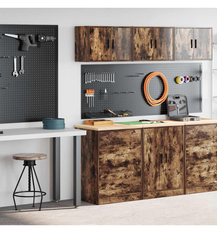 Armoires de garage 2 pcs chêne fumé bois d'ingénierie | Mobilier & Déco