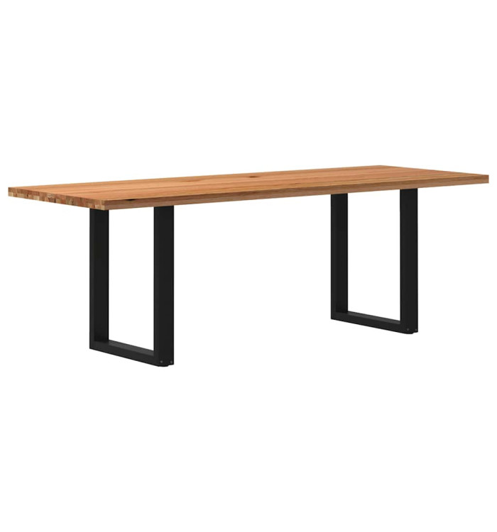Table à manger marron clair bois de chêne massif rectangulaire | Mobilier & Déco
