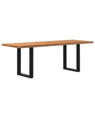 Table à manger marron clair bois de chêne massif rectangulaire | Mobilier & Déco