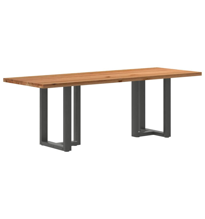 Table à manger marron clair bois de chêne massif rectangulaire | Mobilier & Déco