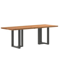Table à manger marron clair bois de chêne massif rectangulaire | Mobilier & Déco