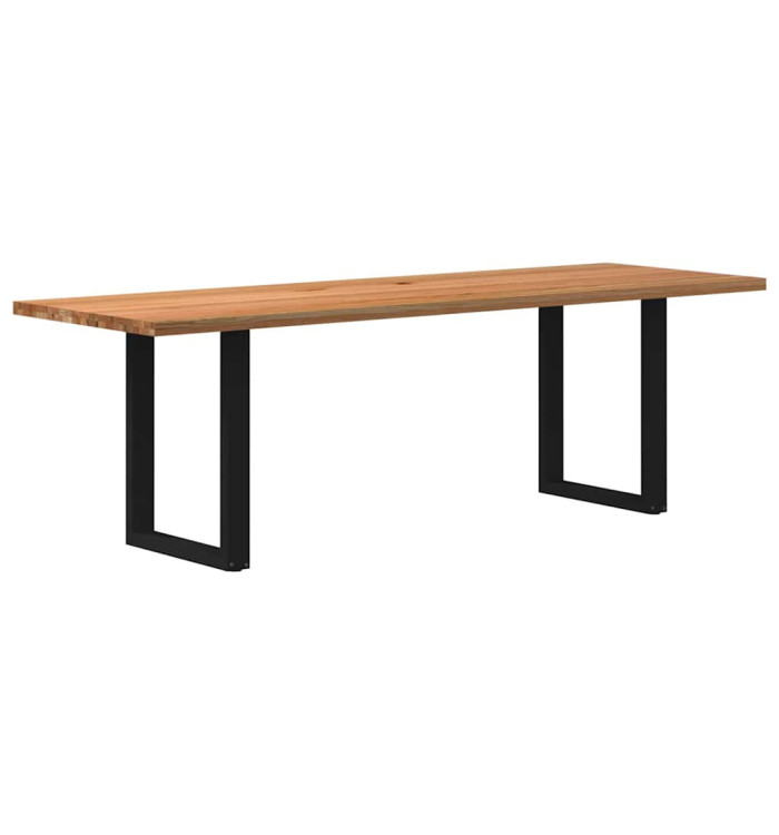 Table à manger marron clair bois de chêne massif rectangulaire | Mobilier & Déco
