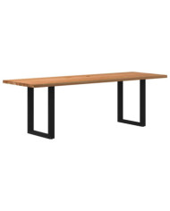 Table à manger marron clair bois de chêne massif rectangulaire | Mobilier & Déco