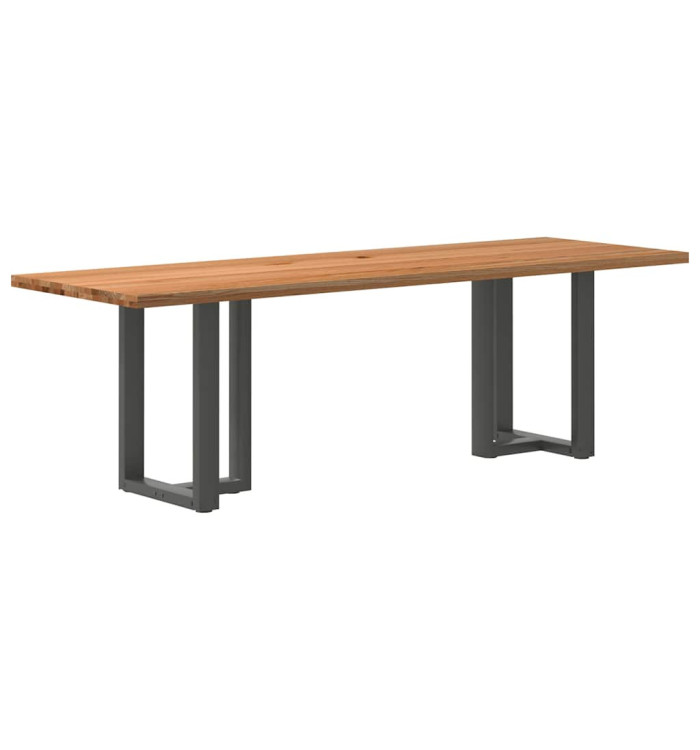 Table à manger marron clair bois de chêne massif rectangulaire | Mobilier & Déco