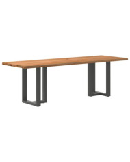 Table à manger marron clair bois de chêne massif rectangulaire | Mobilier & Déco