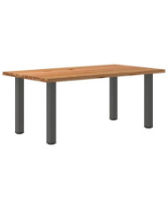 Table à manger marron clair bois de chêne massif rectangulaire | Mobilier & Déco